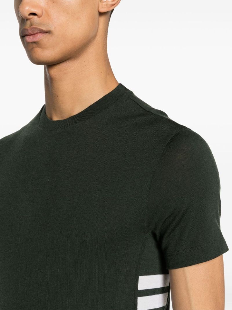Grey 4-bar Intarsia-knit Wool T-shirt