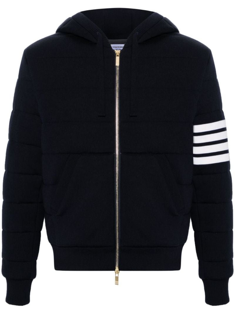 Blue 4-bar Stripe Cotton Hoodie