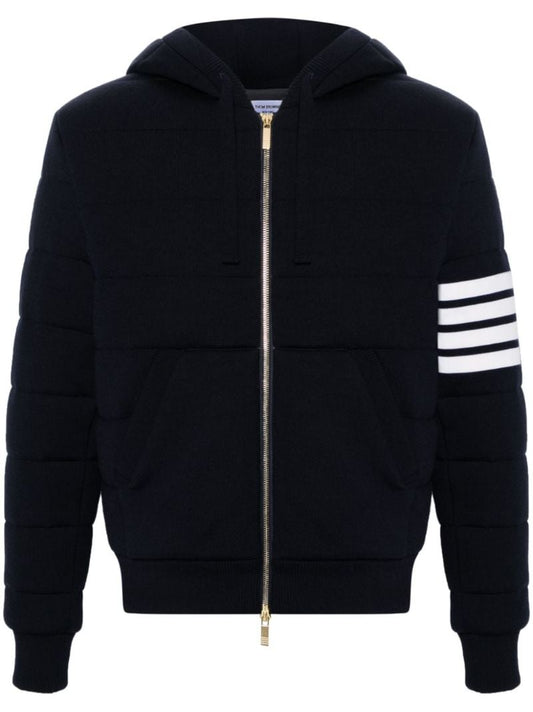 Blue 4-bar Stripe Cotton Hoodie