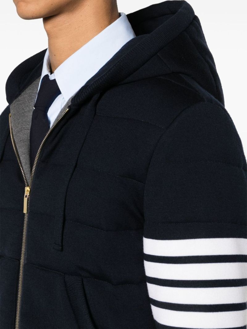 Blue 4-bar Stripe Cotton Hoodie