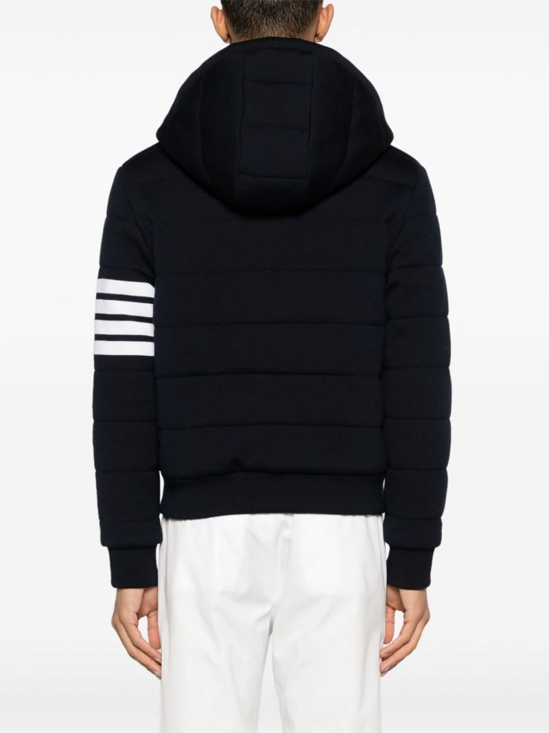 Blue 4-bar Stripe Cotton Hoodie