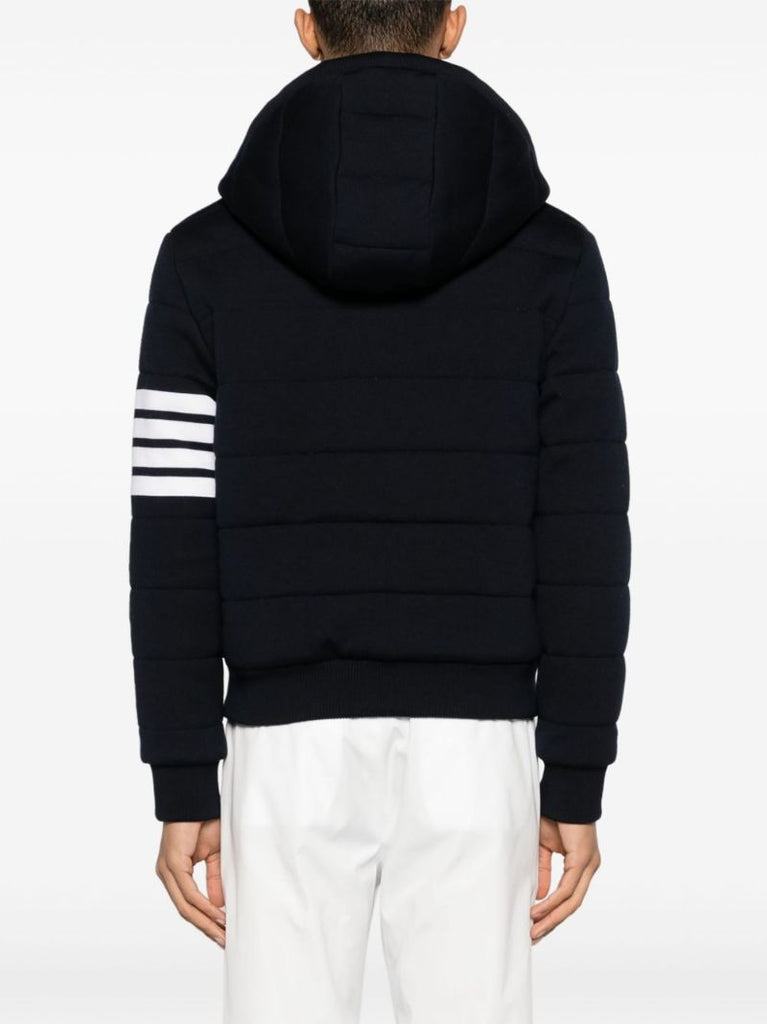 Blue 4-bar Stripe Cotton Hoodie