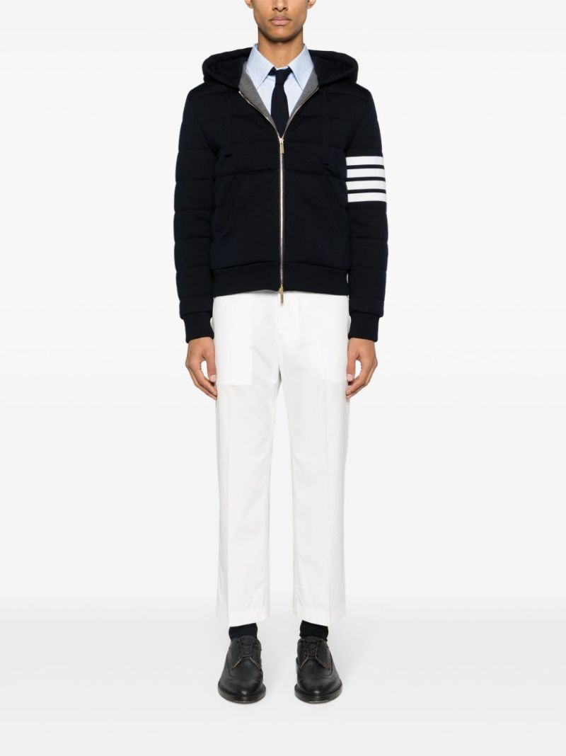 Blue 4-bar Stripe Cotton Hoodie
