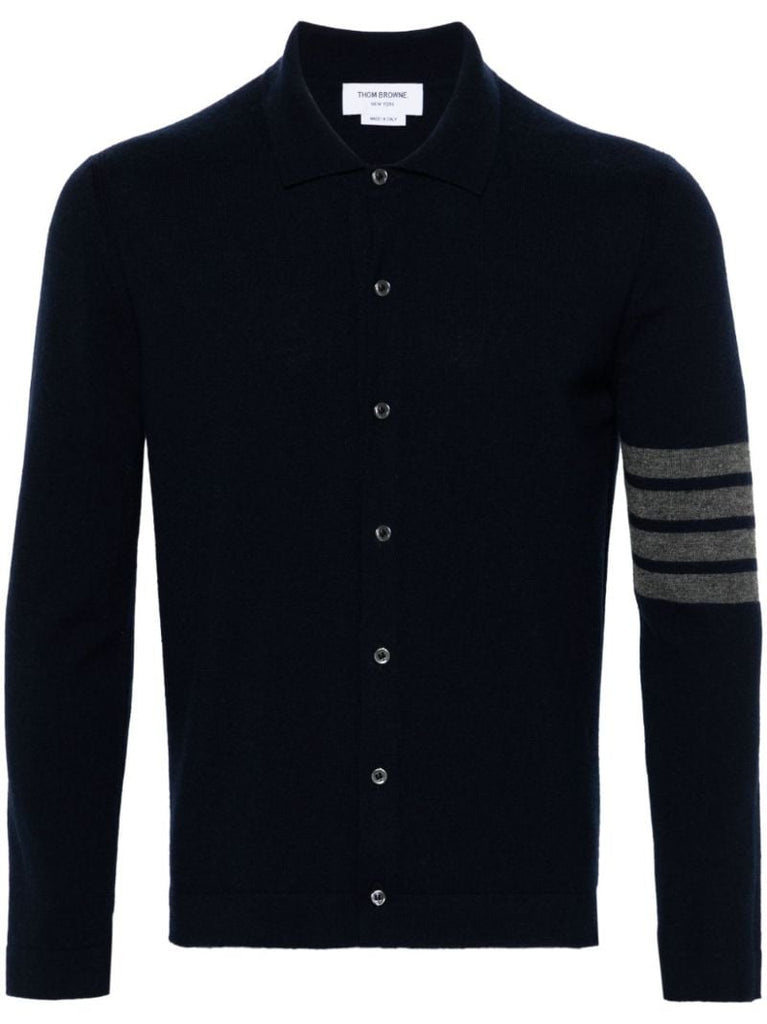 Blue 4-bar Cashmere Cardigan