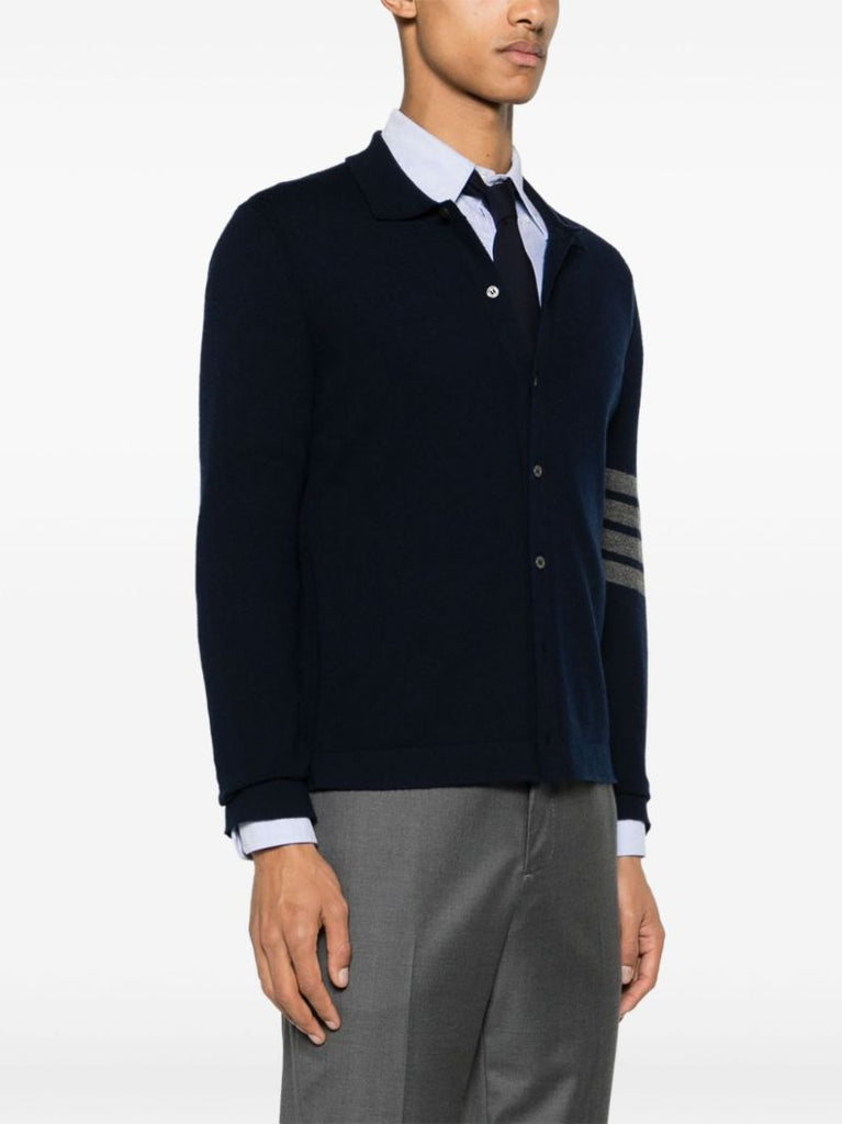 Blue 4-bar Cashmere Cardigan