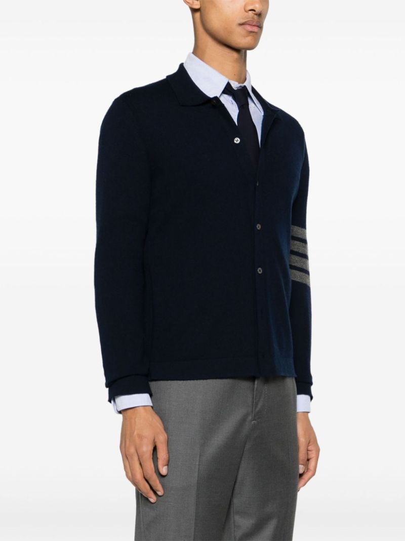 Blue 4-bar Cashmere Cardigan