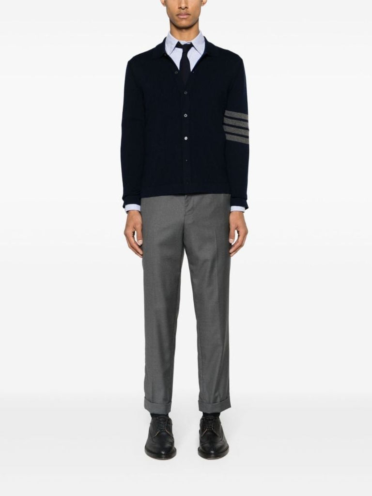 Blue 4-bar Cashmere Cardigan