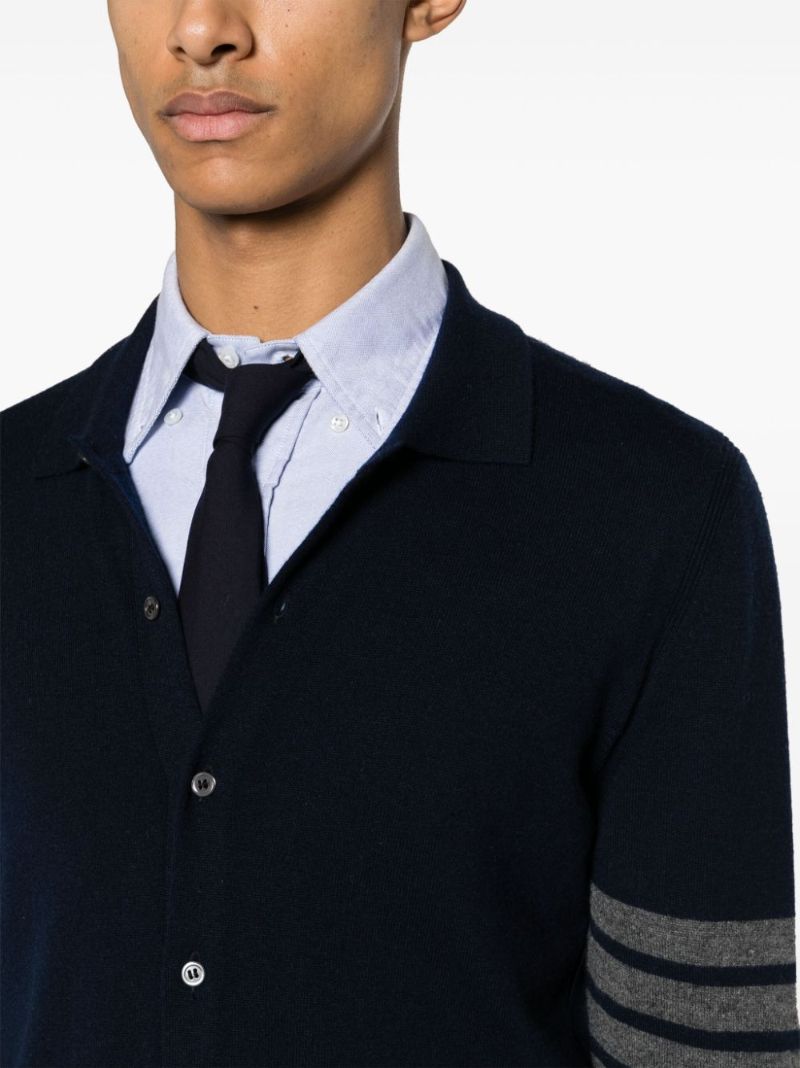 Blue 4-bar Cashmere Cardigan