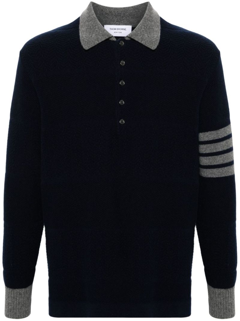 Blue 4-bar Virgin Wool Polo Shirt