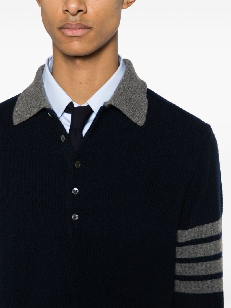 Blue 4-bar Virgin Wool Polo Shirt