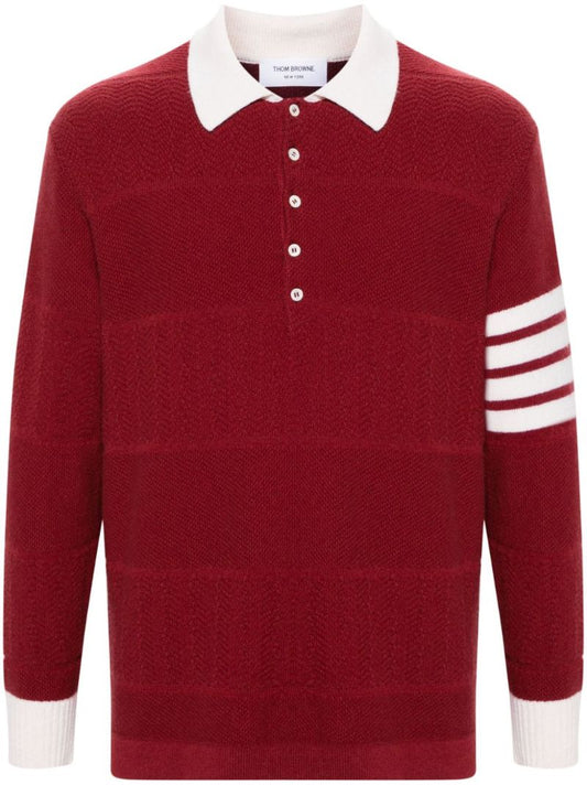 Red 4-bar Wool Polo Shirt
