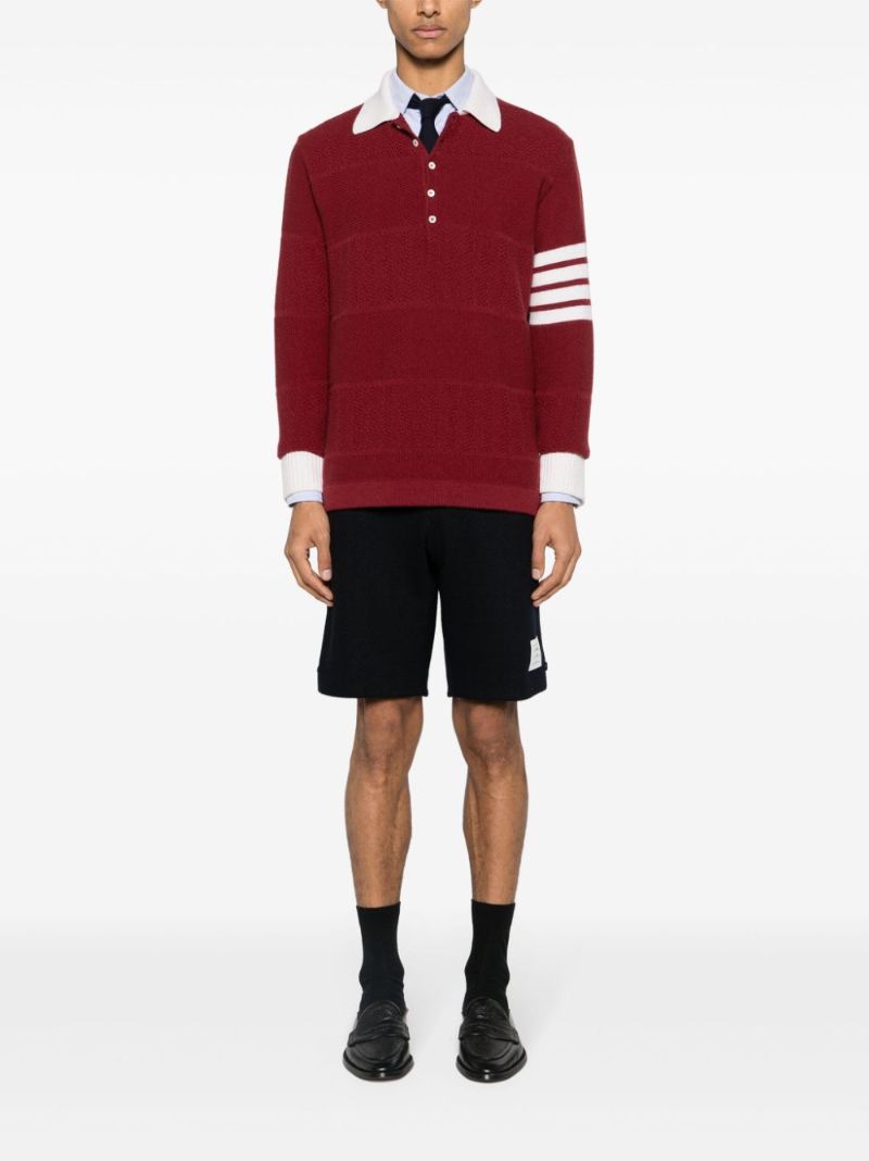 Red 4-bar Wool Polo Shirt