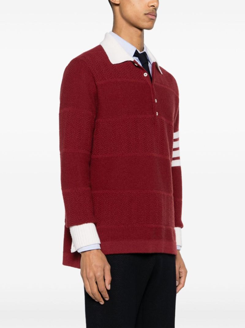 Red 4-bar Wool Polo Shirt