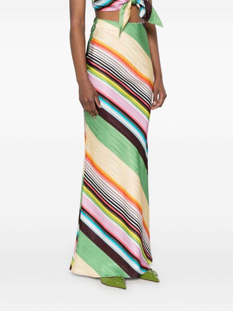 Multicolour Striped Satin Maxi Skirt