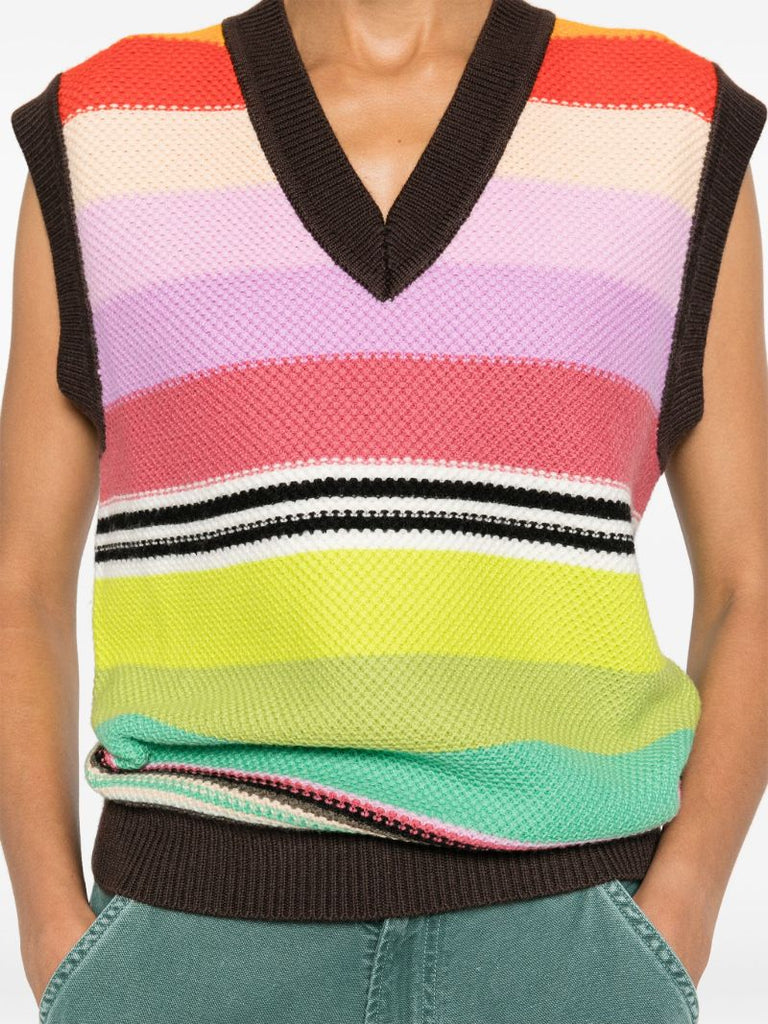 Multicolour Striped Wool Knitted Vest