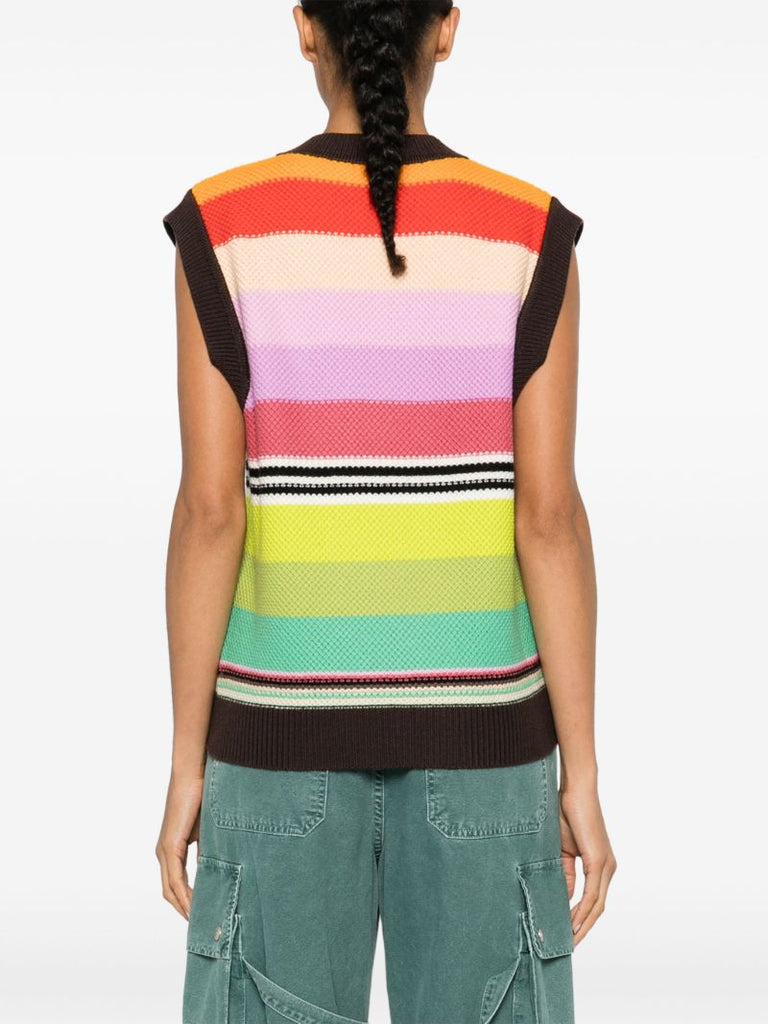 Multicolour Striped Wool Knitted Vest