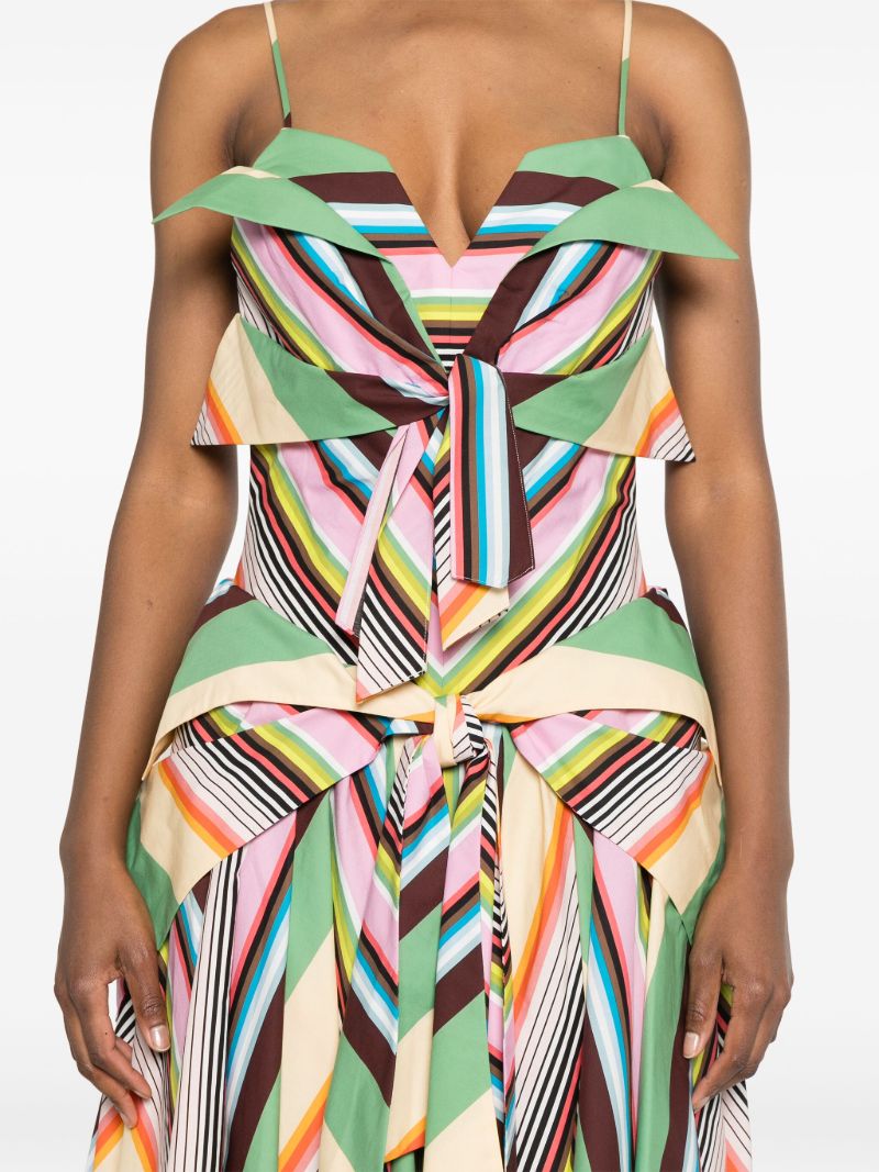 Green Cassette Stripe Cotton Midi Dress