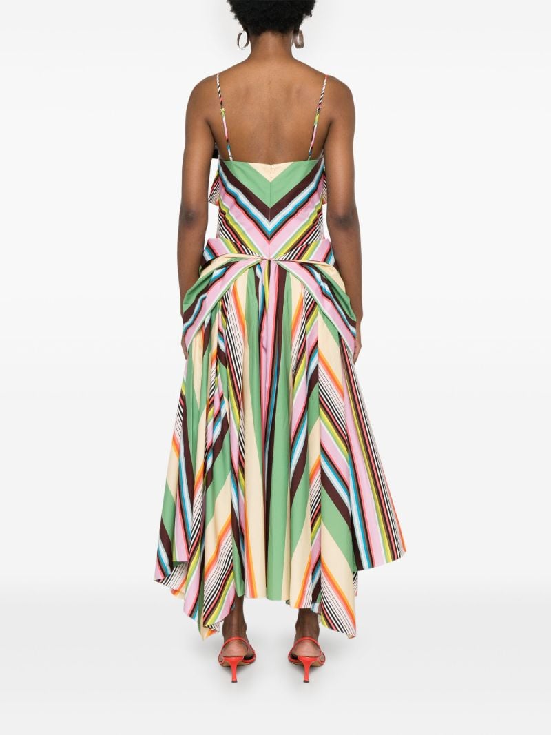 Green Cassette Stripe Cotton Midi Dress