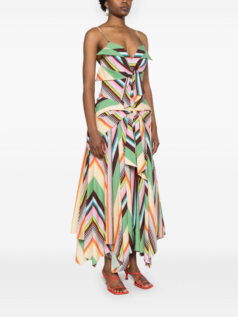 Green Cassette Stripe Cotton Midi Dress