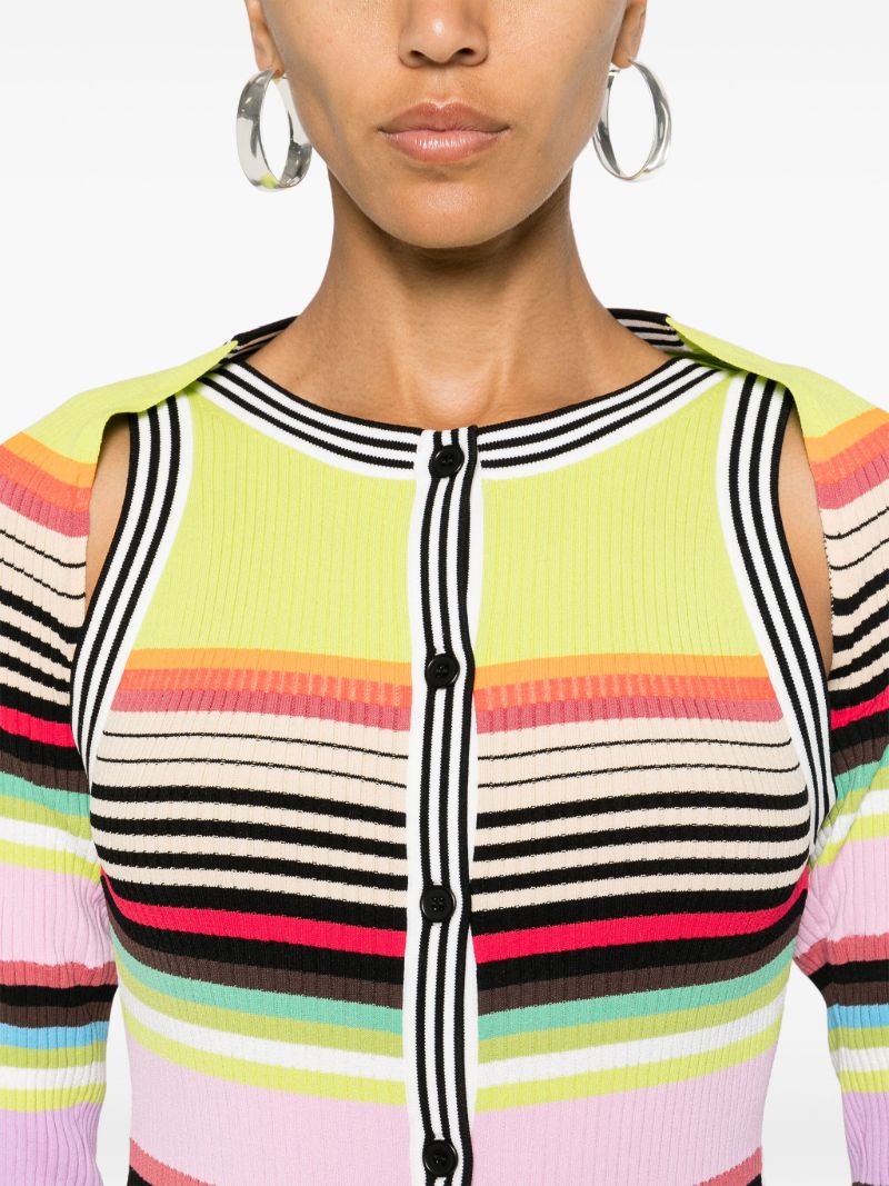 Multicolour Striped Ribbed Bodysuit Set