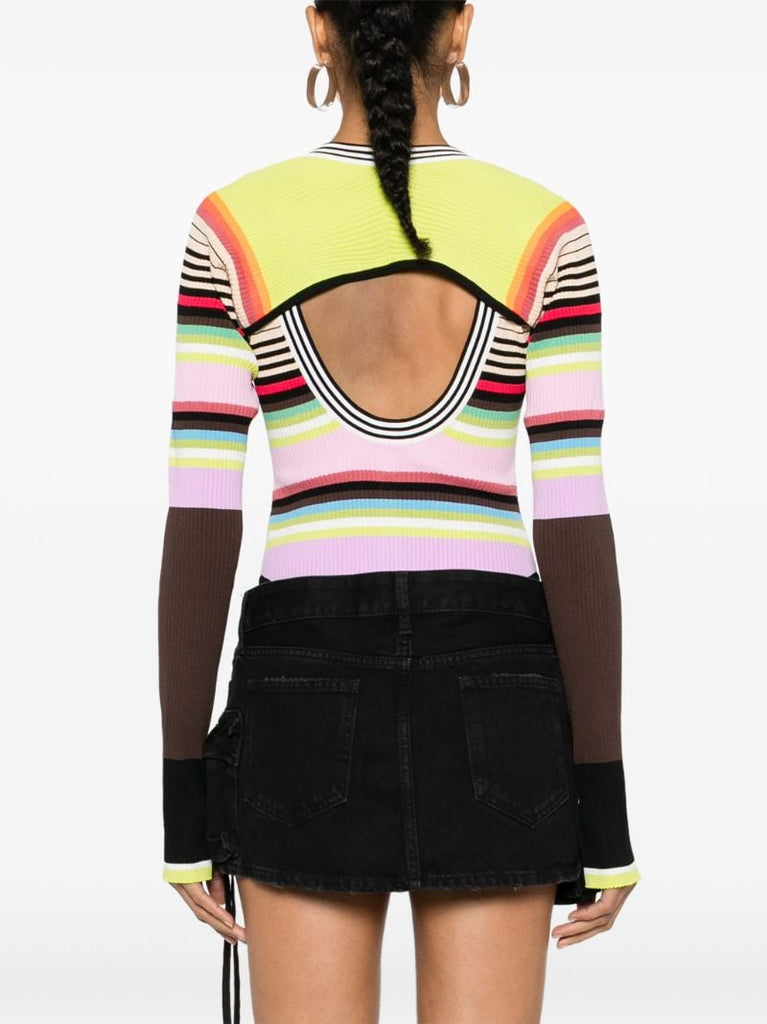 Multicolour Striped Ribbed Bodysuit Set