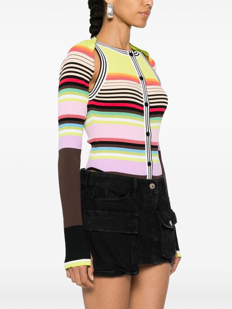 Multicolour Striped Ribbed Bodysuit Set