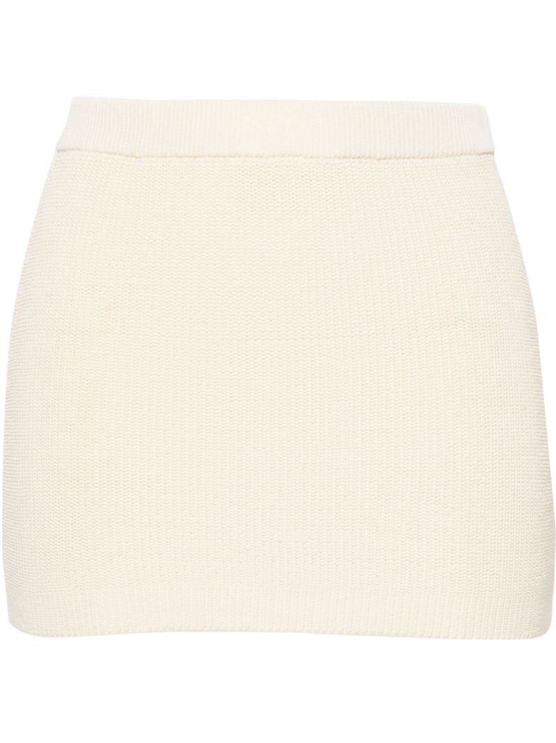 Neutral Kivu Ribbed-knit Mini Skirt