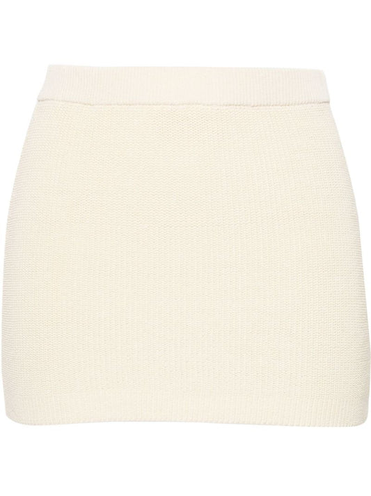 Neutral Kivu Ribbed-knit Mini Skirt