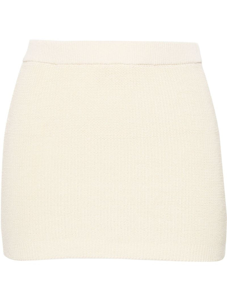 Neutral Kivu Ribbed-knit Mini Skirt