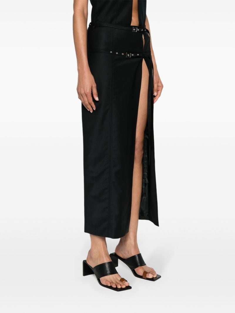 Black Kura Belted Midi Skirt