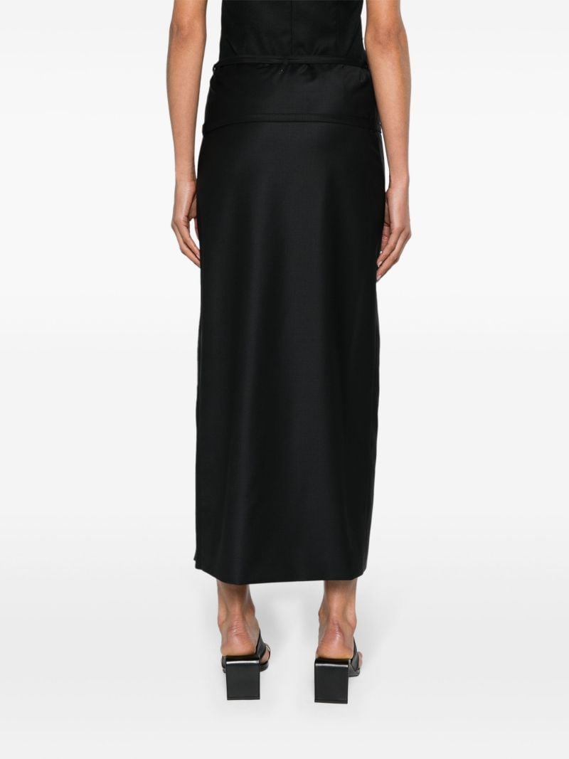 Black Kura Belted Midi Skirt