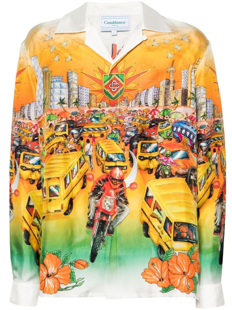 Orange Traffic Silk Shirt