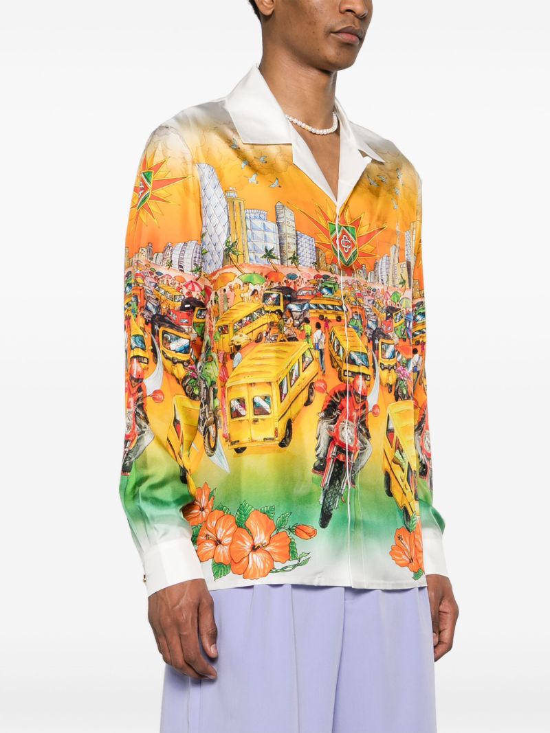 Orange Traffic Silk Shirt