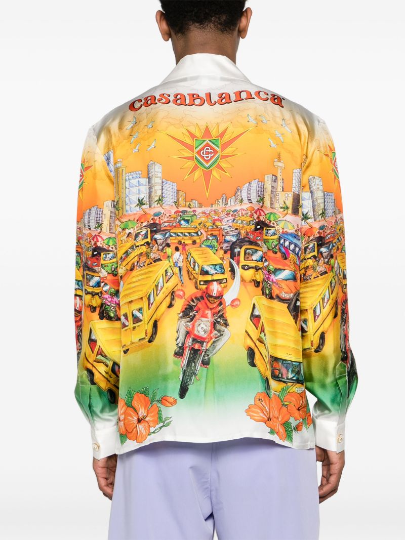 Orange Traffic Silk Shirt