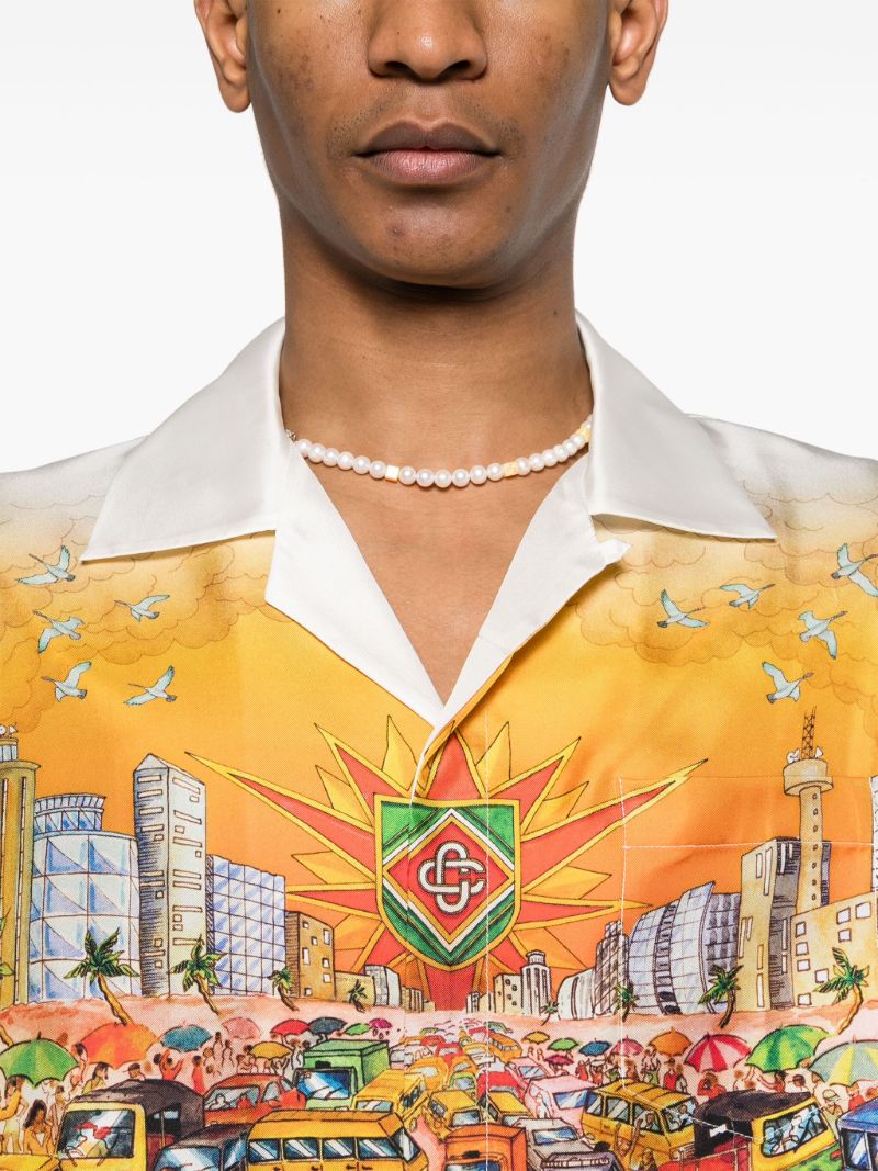 Orange Traffic Silk Shirt