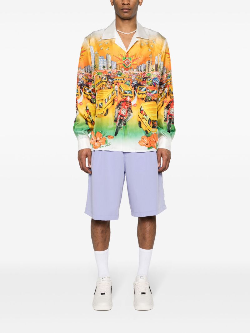 Orange Traffic Silk Shirt