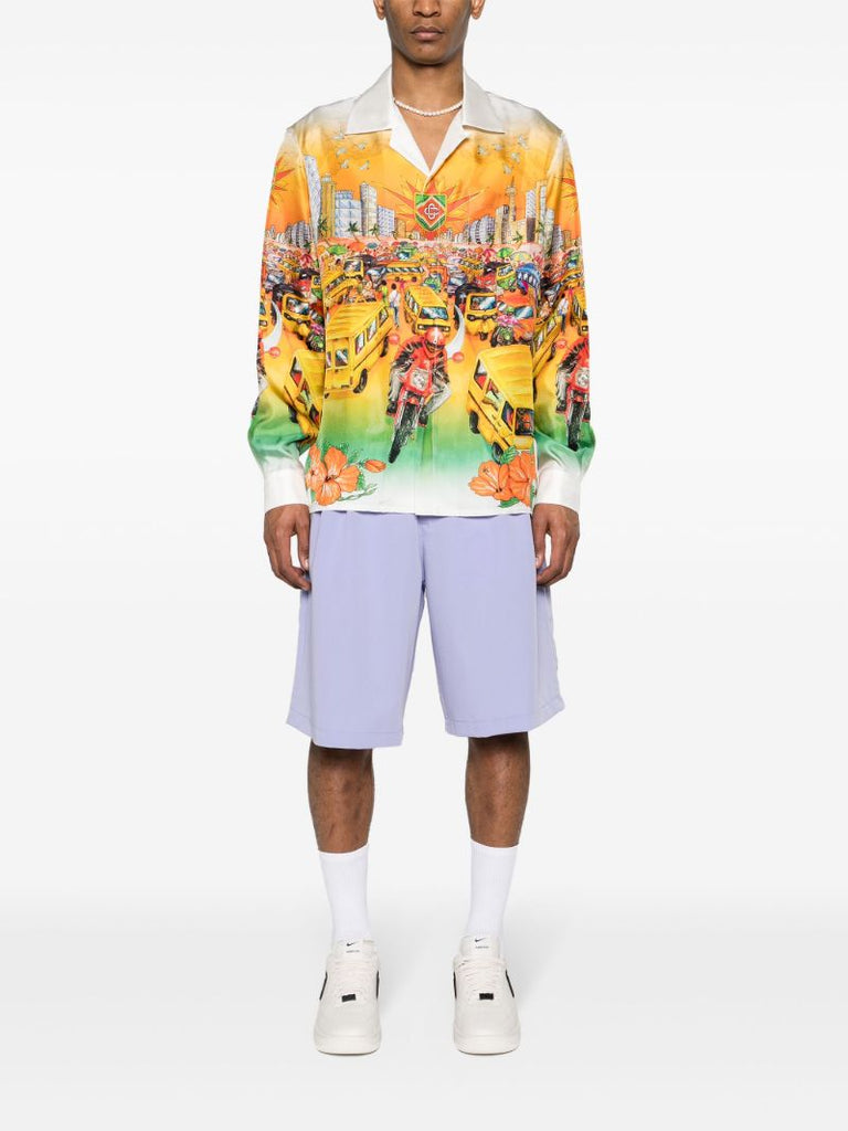 Orange Traffic Silk Shirt