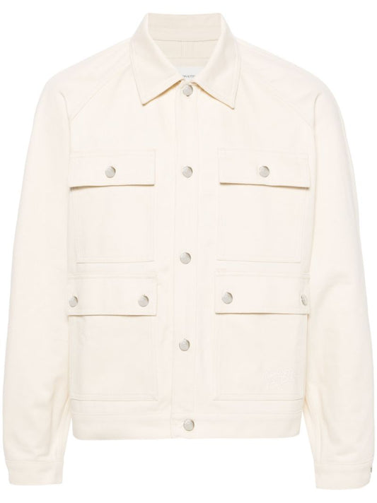 Neutral Logo-embroidered Denim Jacket