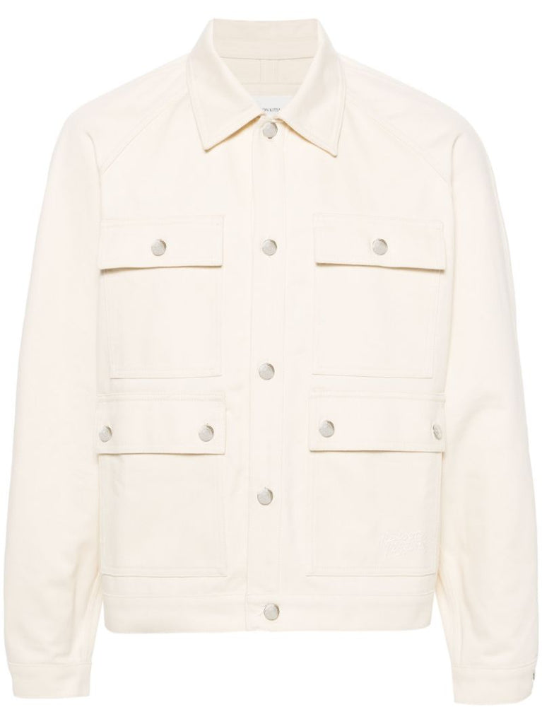 Neutral Logo-embroidered Denim Jacket