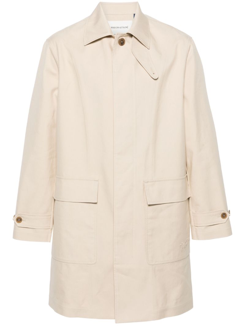 Neutral Single-breasted Cotton Coat