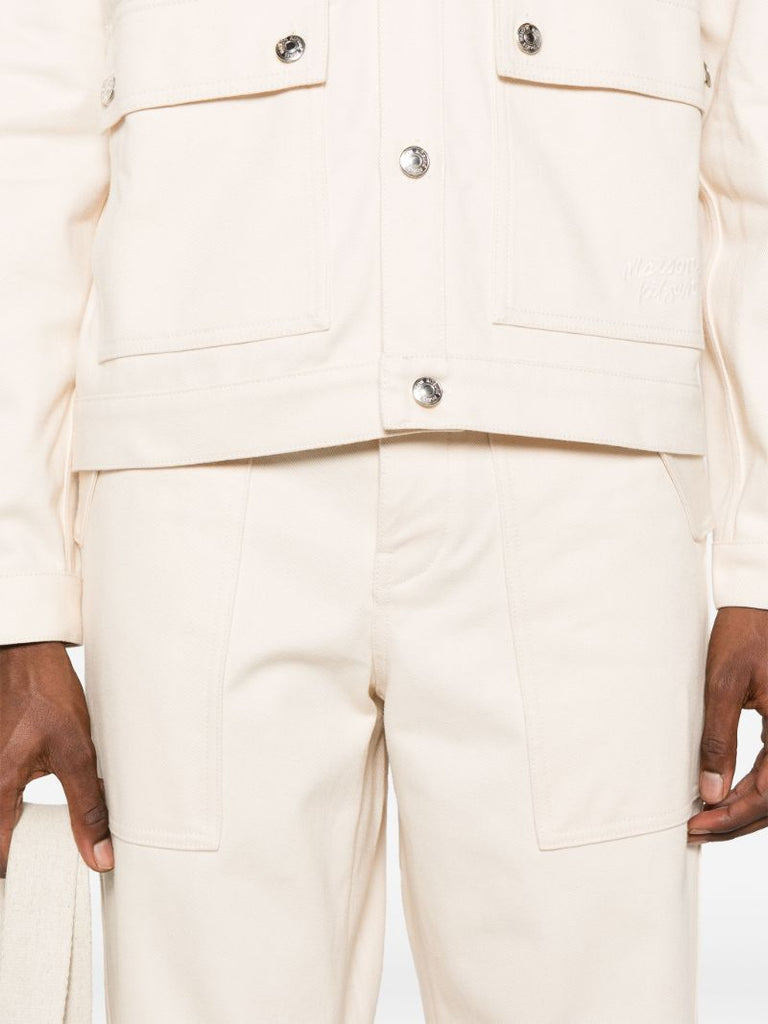 White Workwear Straight-leg Jeans
