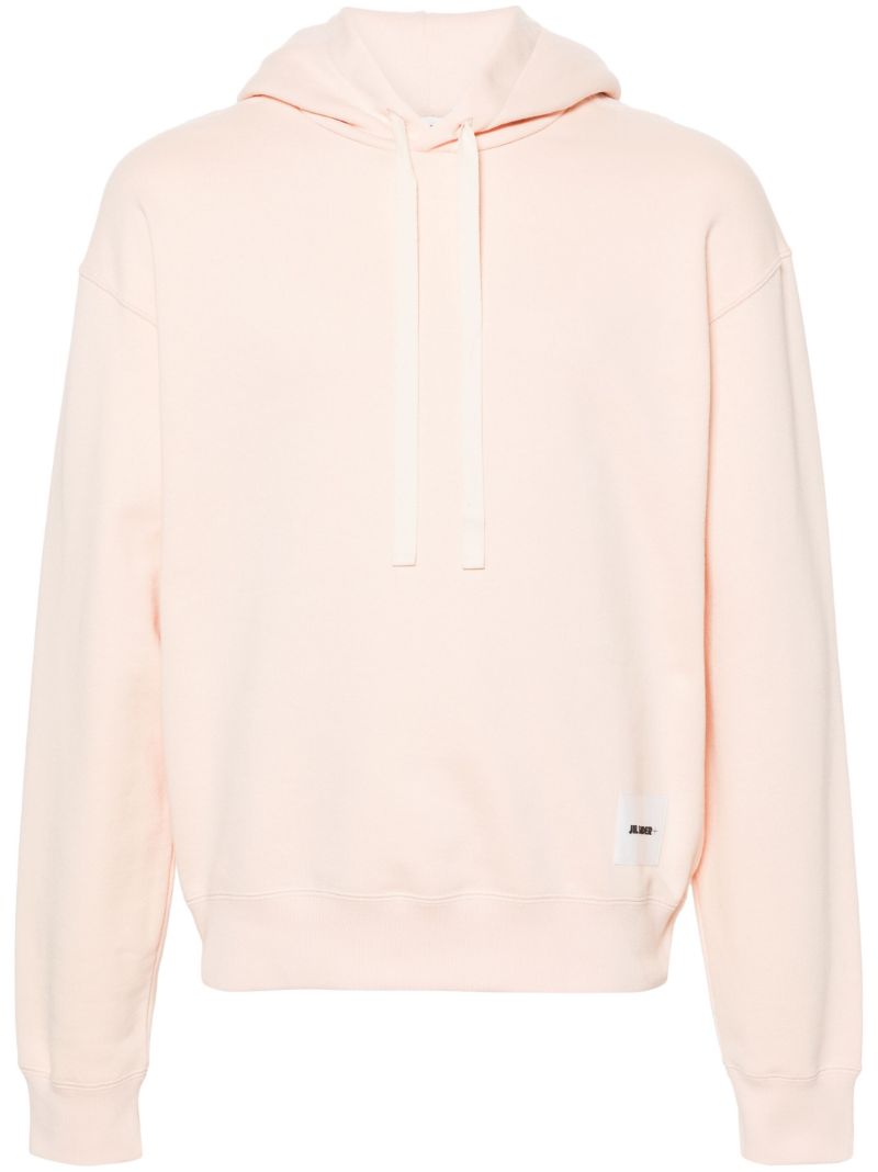 Orange Logo-patch Cotton Hoodie