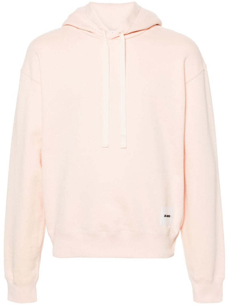 Orange Logo-patch Cotton Hoodie