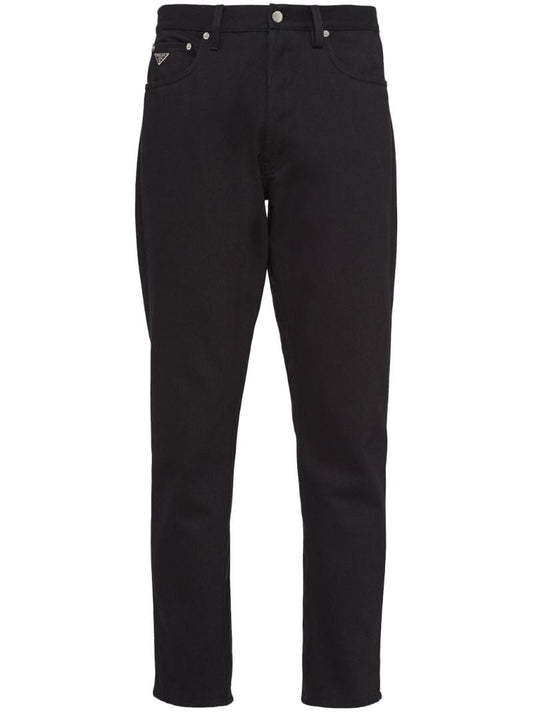 Black Mid-rise Tapered-leg Jeans
