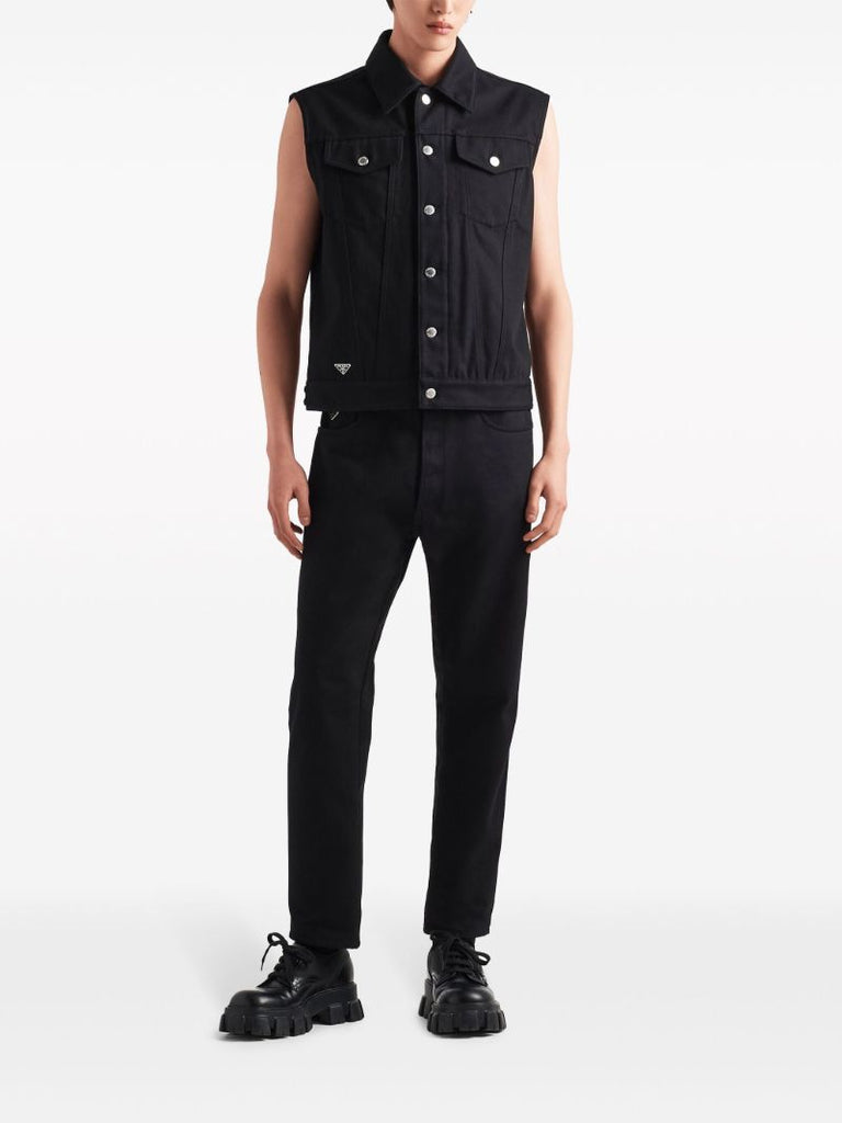 Black Mid-rise Tapered-leg Jeans
