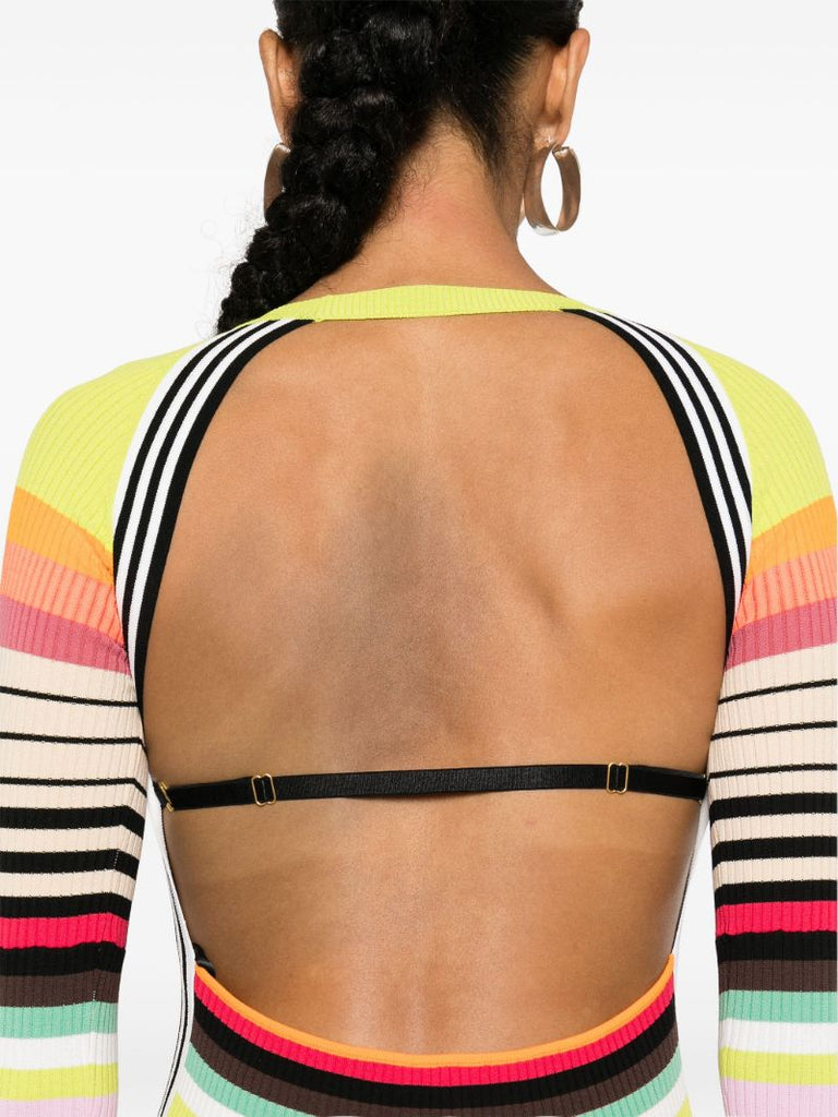 Multicolour Striped Knitted Midi Dress