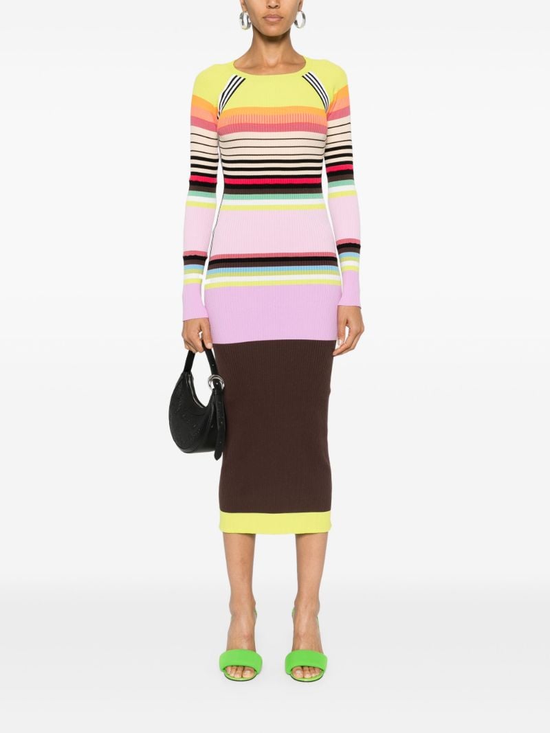 Multicolour Striped Knitted Midi Dress