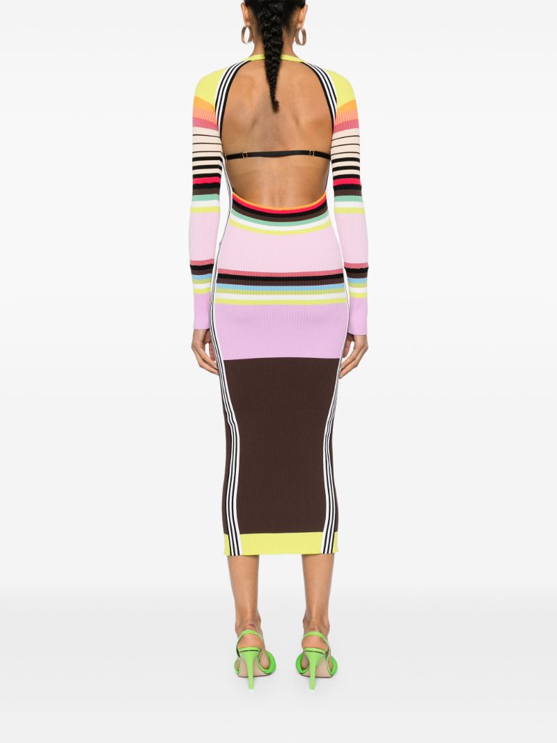 Multicolour Striped Knitted Midi Dress