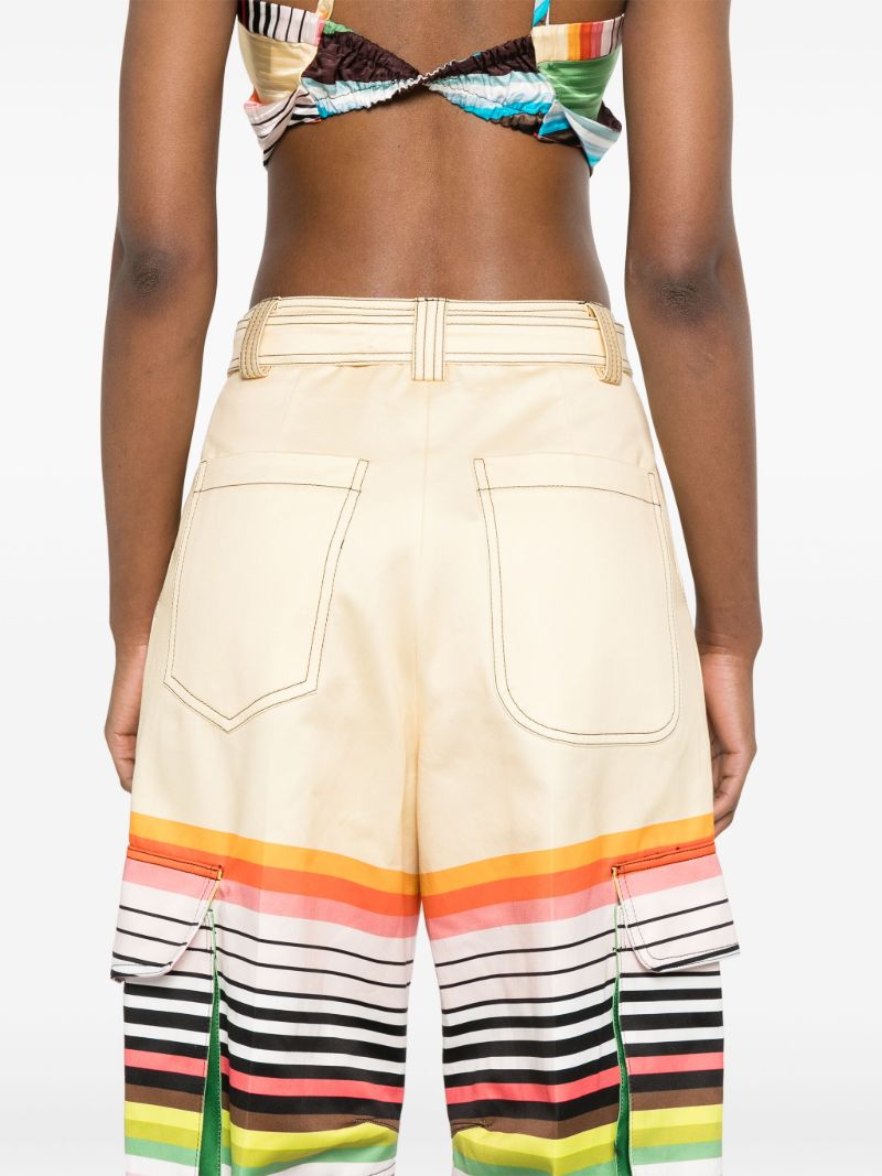 White Colour-block Tapered Trousers