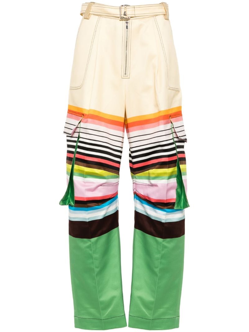 White Colour-block Tapered Trousers